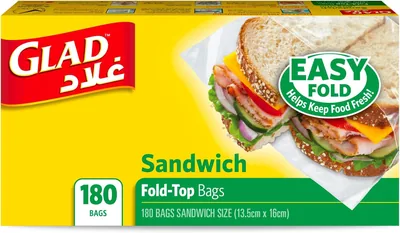 Glad Sandwich Fold-Top Bags - 180 Pieces (13.5x16cm) - 13% Off