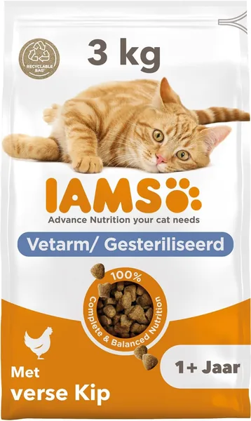 IAMS Sterilised droog kattenvoer met kip - Droogvoer voor steriliserde/neuterde katten vanaf 1 jaar, 3 kg Best Deal