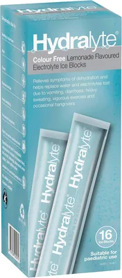 Hydralyte Colour Free Lemonade Electrolyte Ice Blocks (16 Packs)
