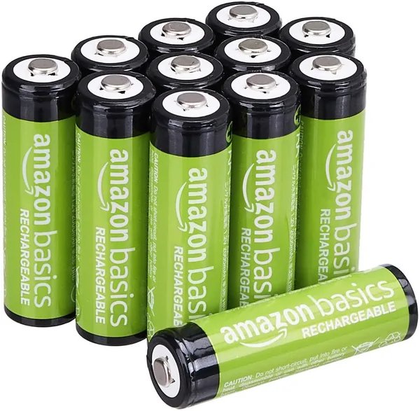 AmazonBasics Rechargeable AA Batterijen 2000 mAh (12-Pack), Vooraf opgeladen - Zwart