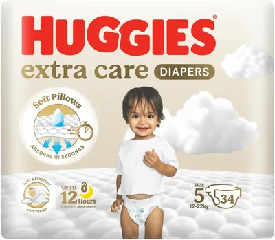 Huggies Extra Care Diapers Size 5 (12-22 kg), 34 Pack - Best Deal