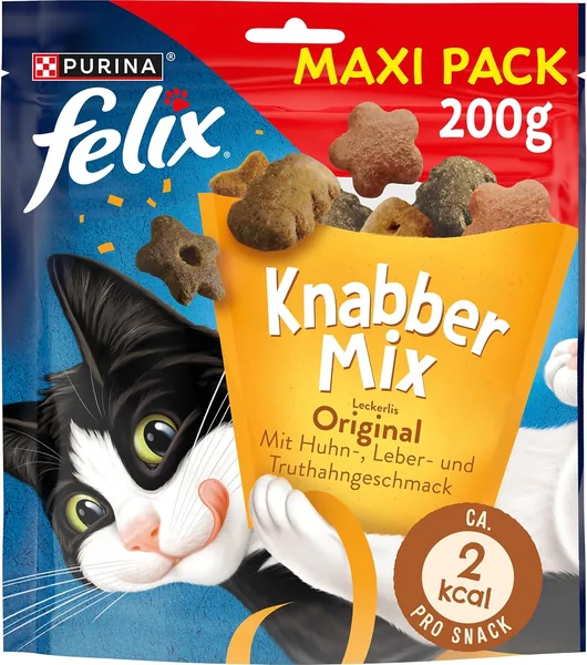 FELIX KnabberMix Original with Chicken Liver & Turkey Flavour Cat Snacks Bag 200g