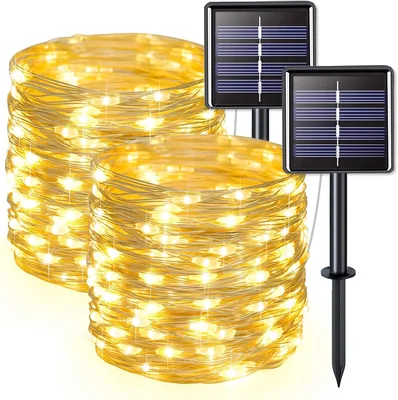 JMEXSUSS 2 Pack Solar Fairy Lights Outdoor, 33ft 100 LED Waterproof String Lights