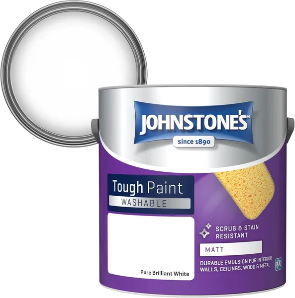 Johnstone's Pure Brilliant White Matt Finish Washable Emulsion Paint 2.5L
