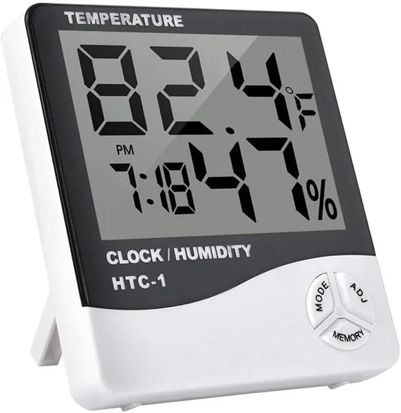 Digital LCD White Thermometer Hygrometer Temperature Humidity Meter Gauge Clock