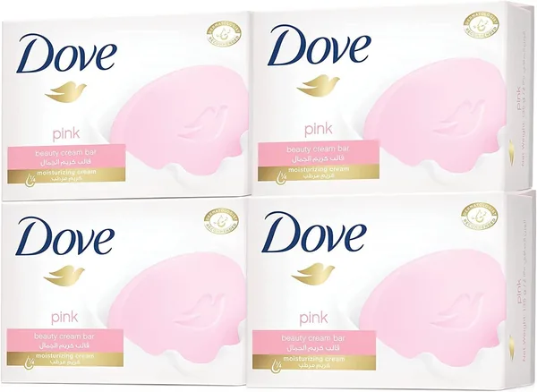 Dove Moisturising Soap Bar Nourishing Formula for All Skin Types, Pink with Moisturising Cream, 125g - Pack of 4