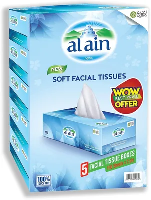 Al Ain Tissues 5 Boxes Facial Tissue 150x2 Ply