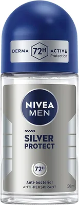 NIVEA MEN Silver Protect، مضاد للتعرق للرجال، حماية ضد البكتيريا، رول-أون 50مل (قد يختلف التغليف)
