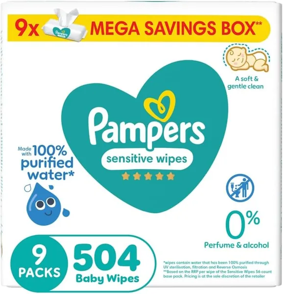 Pampers Sensitive Wipes - 504 (9x56) Baby Wipes | 36% Off