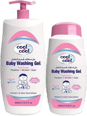 Cool & Cool Baby Washing Gel - 500ML + 250ML - Head to Toe Baby Bath, Dye Free, Tear Free, Alcohol Free, Paraben-Free, Vitamin-E - Save 26%