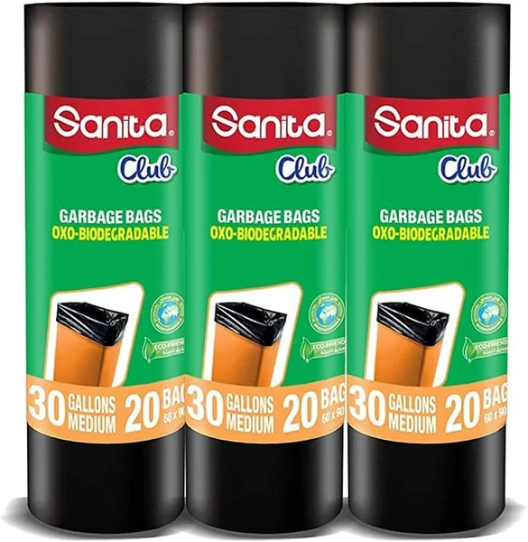 Sanita Club GARBAGE BAGS BIODEGRADABLE 30 Gallons 60 Bags
