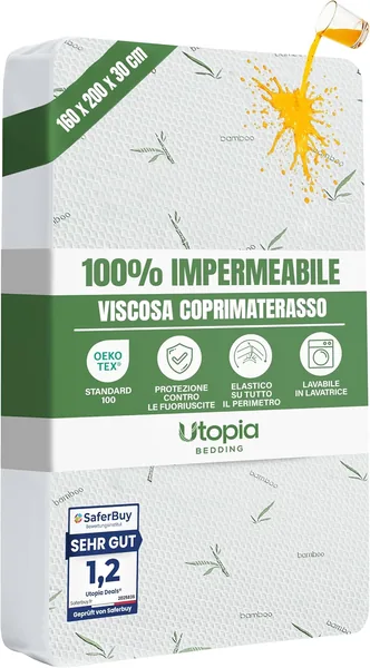 Utopia Bedding Waterproof Double Mattress Protector 160 x 200 x 30 cm