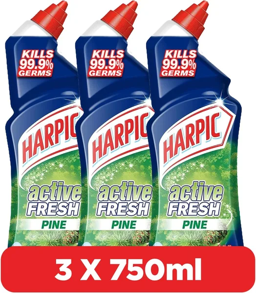 Harpic Active Fresh Toilet Cleaner, Pine Scent, 750ml x 3