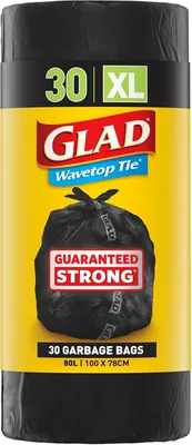 Glad Wavetop Tie Garbage Bags 30 Pack XL