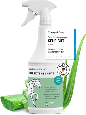 Pferdepflege24 Insektenspray für Pferde - Sofortige Schutz und Pflegende Aloe Vera in 5 Größen - Langlebige Wirkung Gegen B
