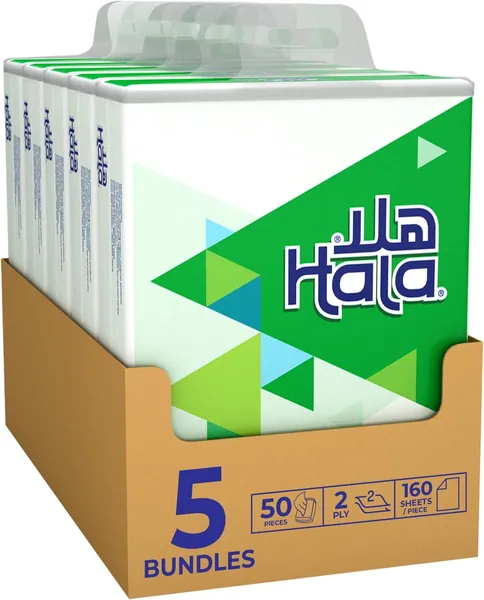Hala Facial Tissues Pack of 50 of 2 Ply x 160 Sheets