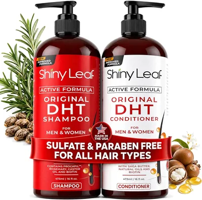 DHT Blocker Shampoo & Conditioner for Hair Loss, Biotin, Rosemary - Men & Women