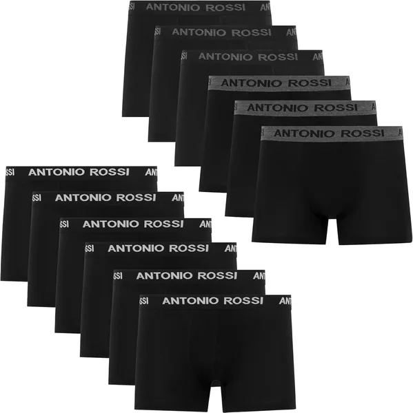 Antonio Rossi 12 Pack Mens Boxer Hipster - Mens Boxer Shorts Multipack with Elastic Waist