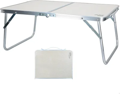 Mesa de Camping Plegable Activa, 60 x 40 x 25 cm, Crema, Marco de Metal, Topo de Madera, Pequeña, Segura - Mejor Oferta