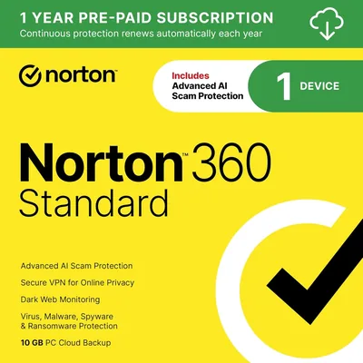 Norton 360 Standard 73% Off - Antivirus with VPN