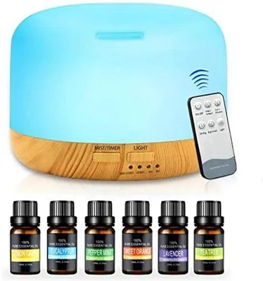 Difusor de Aceites Esenciales Winsuny con Luz LED (6 Botellas Incluidas)