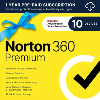 Norton 360 Premium 60% Off - 10 Device Antivirus