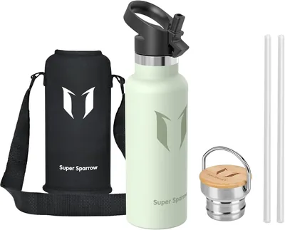 Super Sparrow Edelstahl Wasserflasche 350ml, 500ml, 620ml, 750ml, 1L, Lecksicher Thermoskanne, BPA-frei