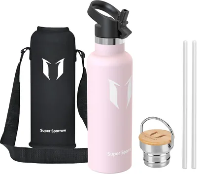 Super Sparrow Vattflas - 350ml/500ml/630ml/750ml/1L - Ställss stål vattflas med Thermos Standard Mund - Non-toxik BP