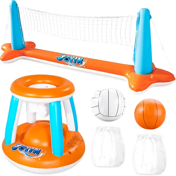 Pool Floats JOYIN avec filet de volley-ball et panier de basket, jeu flottant pour enfants et adultes - Meilleur Prix