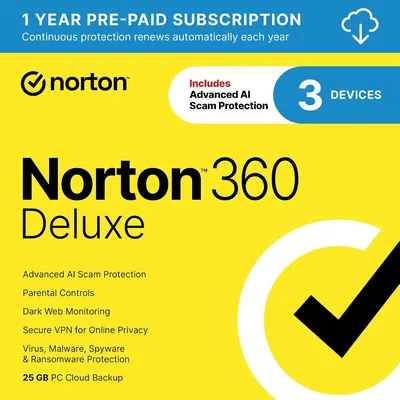 Norton 360 Deluxe 46% Off - 3 Device Antivirus