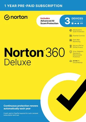 Norton 360 Deluxe 2021 - Antivirus for 3 Devices - VPN & Backup