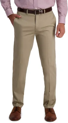 Haggar Men's Iron Free Premium Khaki Straight Fit Flat Front Flex Waistband Casual Pant