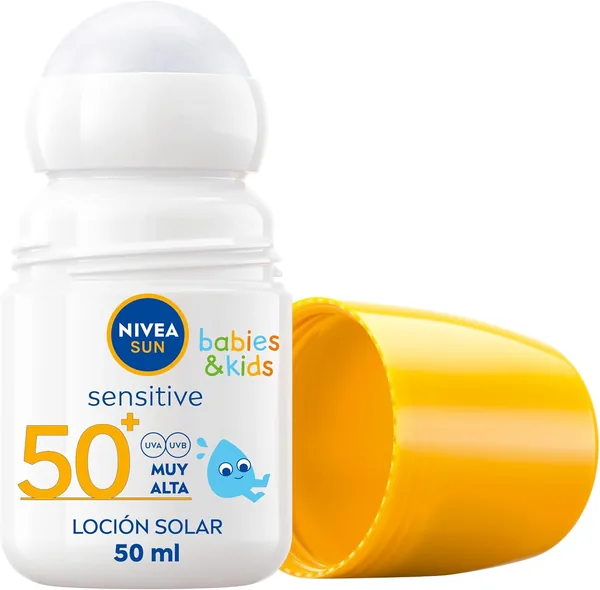 NIVEA SUN Babies & Kids Sensitive Roll-on SPF 50+ (1 x 50ml) Extra Waterproof Kids Sunscreen Cream for Babies & Kids