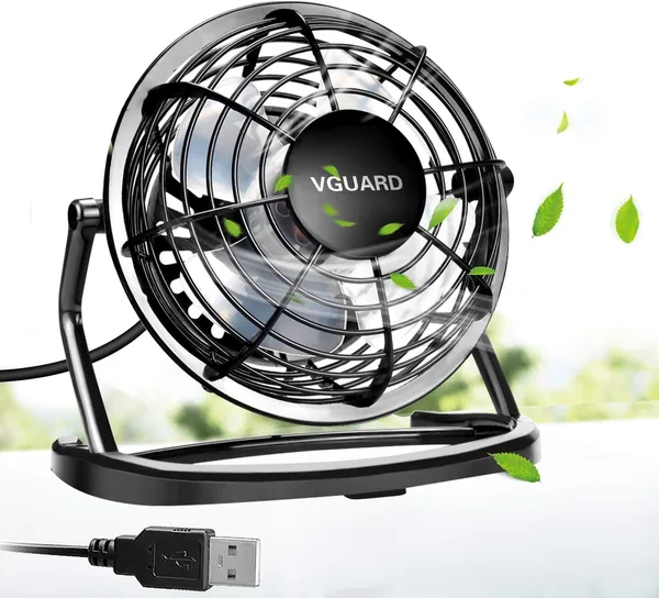 VGuard Mini Ventilateur USB, Rotation à 360°, 4 Pouces, Silencieux pour Ordinateur de Bureau, Bébé dans une Poussette, Maison, Bureau - Meilleur Prix