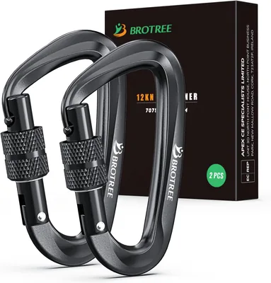 BROTREE 12KN Karabijnhaak Supersterke Aluminium Karabijnhaken voor Hangmat, Kamperen, Wandelen, Rugzak (2 of 4 pakketten) Best Deal