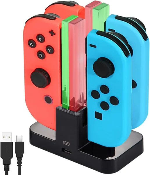 Station de charge Diyife 4 en 1 pour Joy-Con, dock de charge pour contrôleurs Nintendo Switch avec indicateur LED