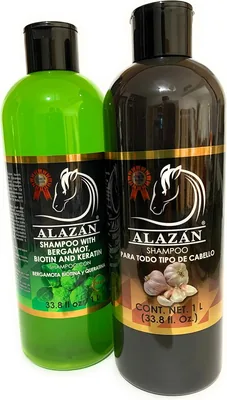 Shampoo para Caballo Alázan con Ajo y Bergamota, 1L x 2 (Biotina y Queratina) - 12% de Descuento