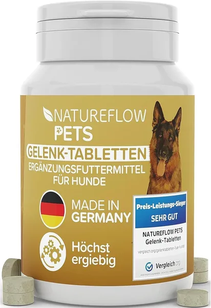 Joint Tablets für Hunde, Made in Deutschland mit Grünlippmuschel, MSM und Teufelsklauen, Keine Kapseln, Hohe Akzeptanz für Gelenke