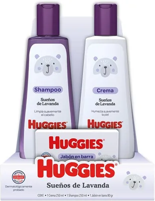 Huggies Sueños de Lavanda, Pack de 3 con Jabón y Shampoo para Bebé