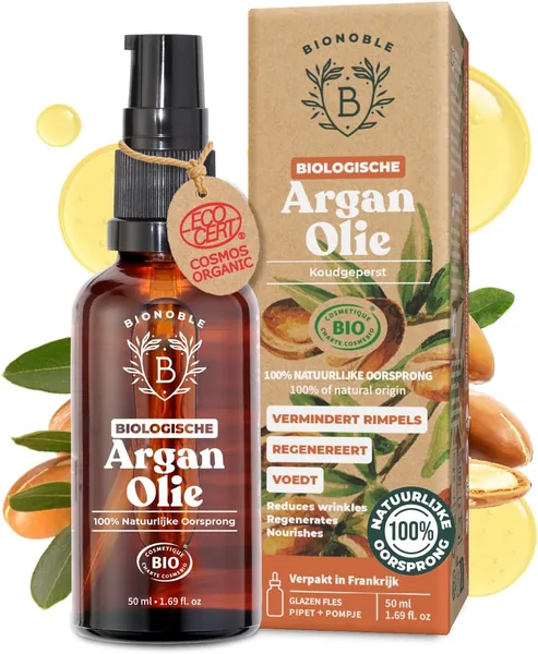 BIONOBLE Biologische Arganolie 100% puur, koudgeperst in Marokko - Herstelt en voedt, anti-aging - Arganolie voor haar, gezicht, lichaam