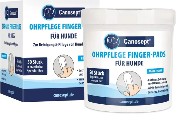 Canosept Pack of 50 Ear Care Finger Pads for Dogs