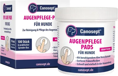 Canosept Augenpflegepads für Hunde - 100er Pack - Augenkare & Tränenfleckenentferner für Hunde - Augenkleiner mit Aloe