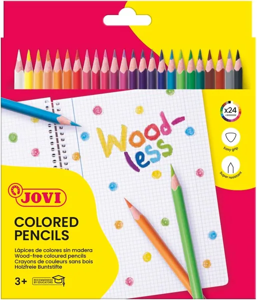 Jovi 73424 Woodless Coloured Pencils, 24 Pieces, Assorted Colours