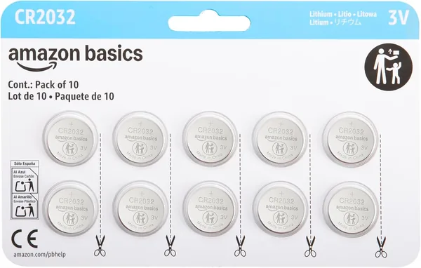 Amazon Basics CR2032 Coin Shape Lithium Battery 10pcs 3V Long Lasting Power No Mercury