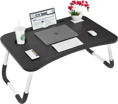 VLikeze Laptop Bed Table - Foldable Lap Desk with Cup Holder