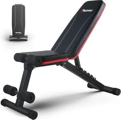 PASYOU Verstelbare Gewichtbank Fitness Bank, Multifunctioneel Vouwbare Gewichtheffingsbank