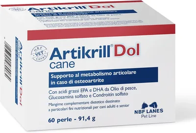 NBF Lanes Artikrill Dol Dog: 60 Perle Appetose per il Supporto Metabolico delle Articolazioni