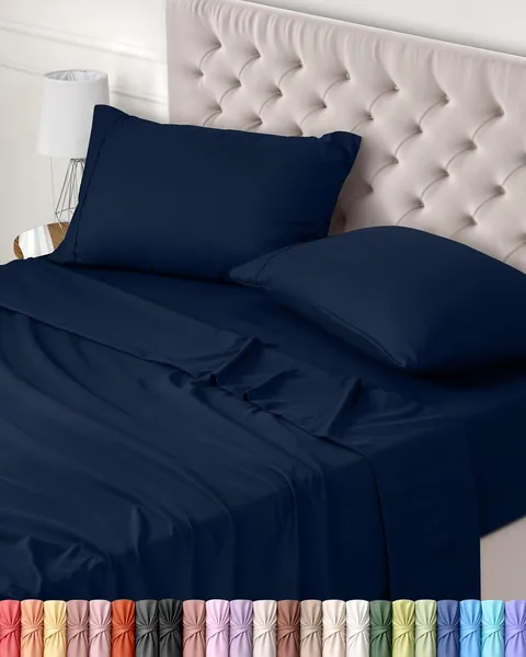 Utopia Bedding - 4-Piece Double Bed Sheet Set 180 x 200 cm - Brushed Microfibre Polyester - Oeko-Tex Certified