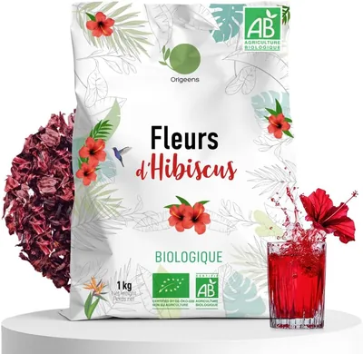 Origanes Hibiscus Bio 1kg - Meilleure Qualité | Fleur de Hibiscuse pour Bissap, Karkade, Thé Glacé, Infusion et Thé Herbe