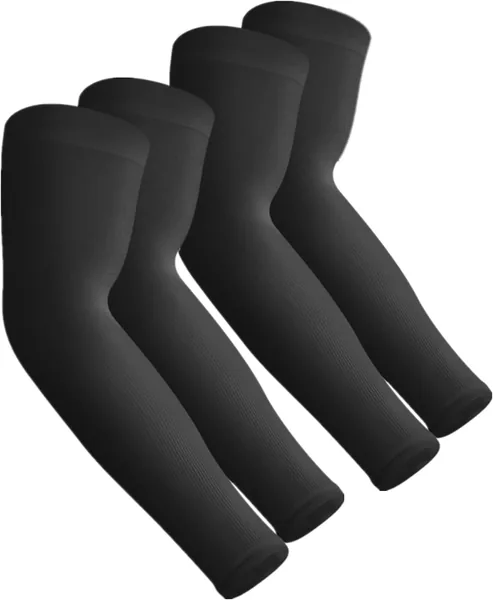 Aegend 2 Pairs Sun Protection Cooling Arm Sleeves - Tattoo Cover Up - Sun Sleeves for Men & Women for Cycling Running Basketball Football Golf Volleyball Driving Black 2 Pairs